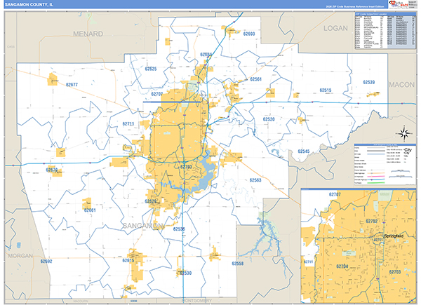 Sangamon County, IL Zip Code Map