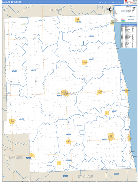 Sanilac County, MI Zip Code Map