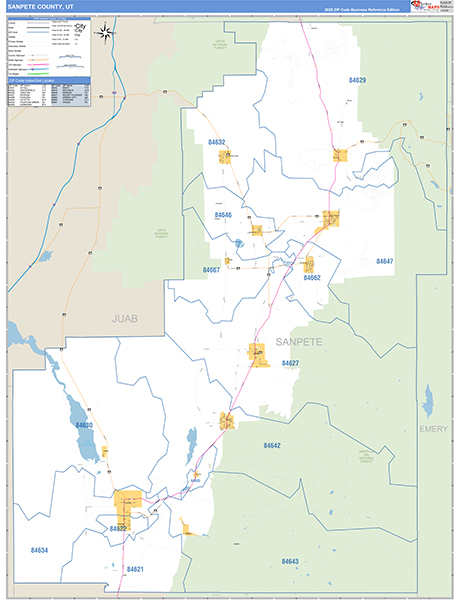 Sanpete County, UT Zip Code Map