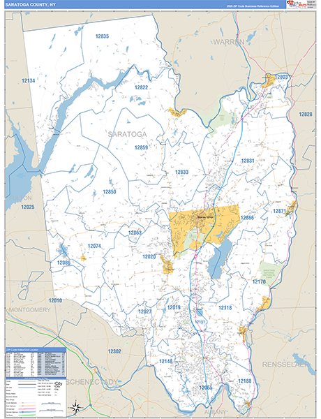 Saratoga County, NY Zip Code Map
