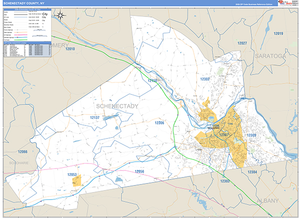Schenectady County, NY Zip Code Map