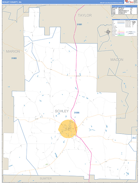 Schley County, GA Zip Code Map