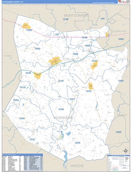 Schoharie County, NY Zip Code Map
