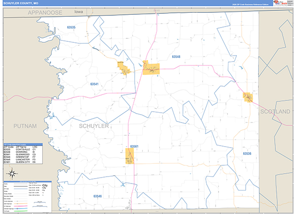 Schuyler County, MO Zip Code Map