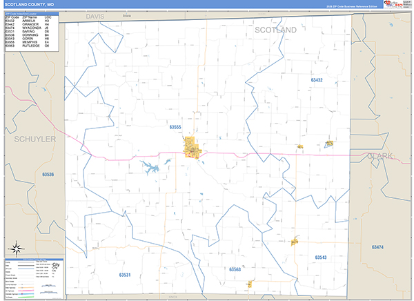 Scotland County, MO Map Basic Style
