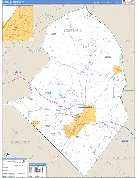 Scotland County, NC Zip Code Map