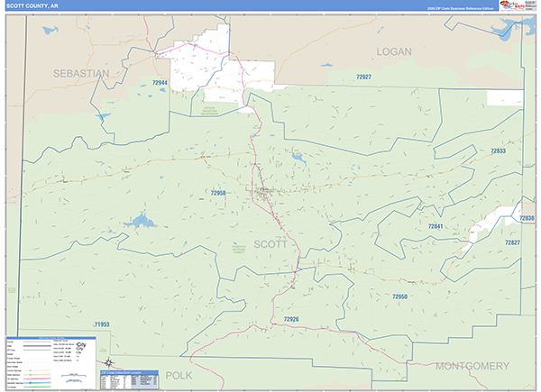 Scott County, AR Zip Code Map