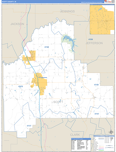 Scott County, IN Zip Code Map