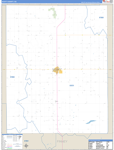 Scott County, KS Zip Code Map