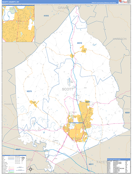 Scott County, KY Zip Code Map
