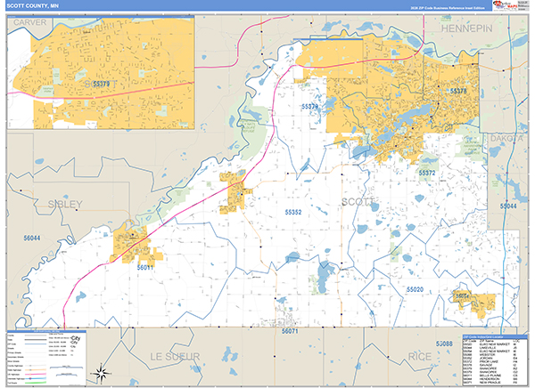 Scott County, MN Zip Code Map