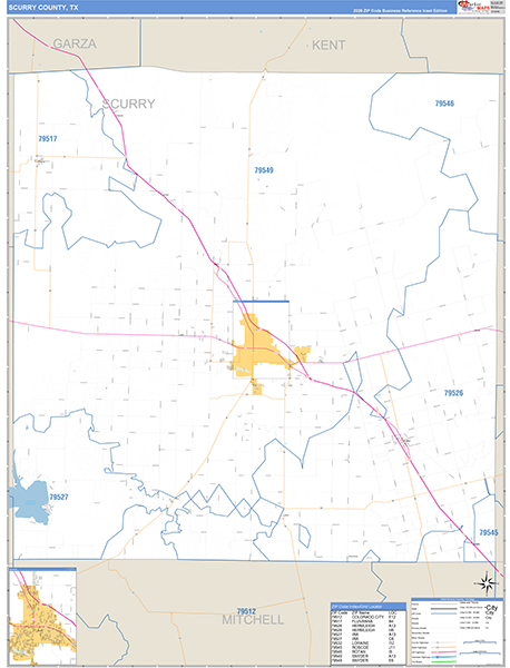 Scurry County, TX Zip Code Map