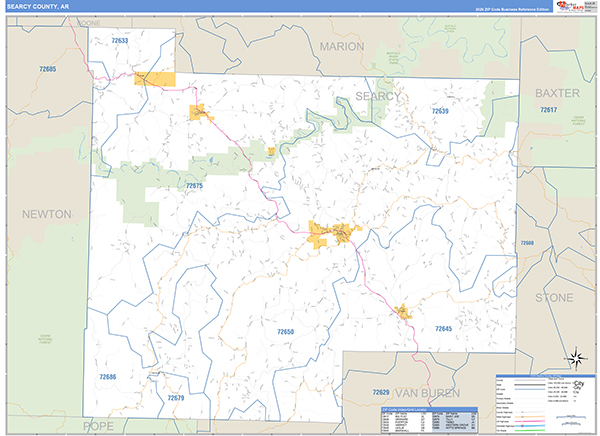 Searcy County, AR Zip Code Map