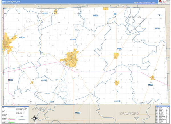 Seneca County, OH Zip Code Map