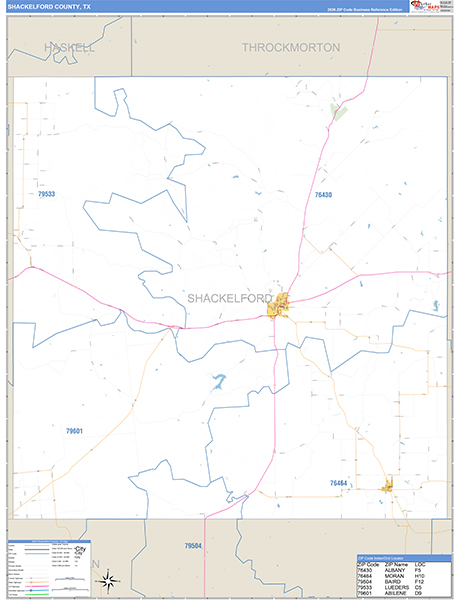 Shackelford County, TX Zip Code Map