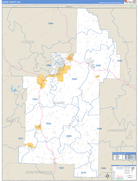 Sharp County, AR Zip Code Map