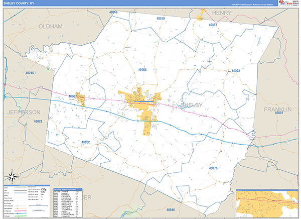 Shelby County, KY Zip Code Map