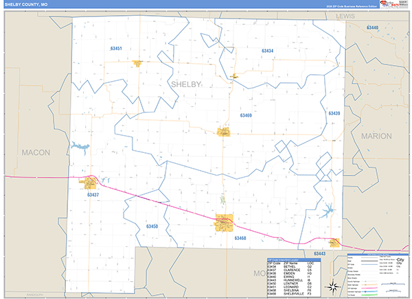 Shelby County, MO Map Basic Style
