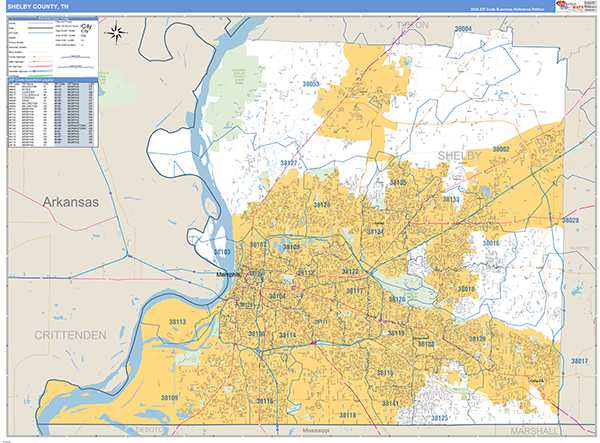 Shelby County, TN Zip Code Map