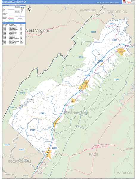 Shenandoah County, VA Zip Code Map