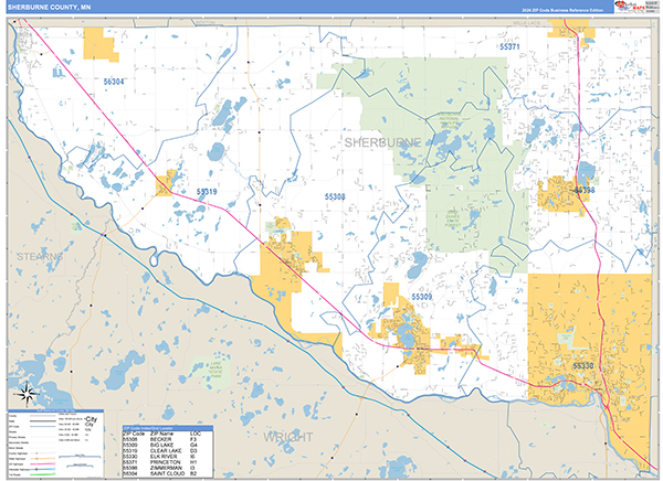 Sherburne County, MN Zip Code Map