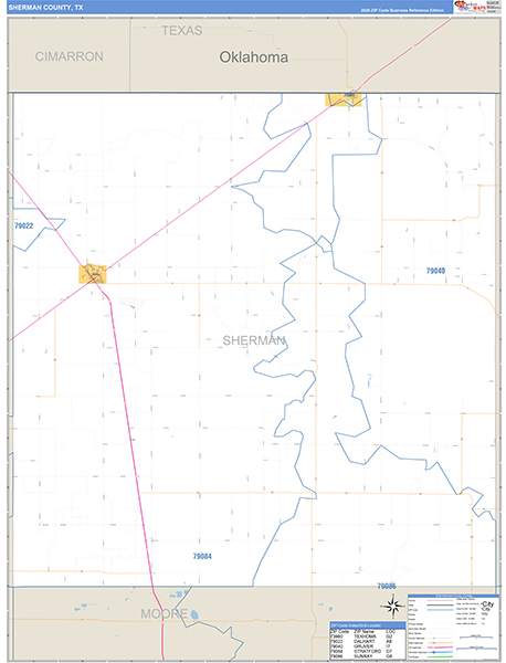 Sherman County, TX Zip Code Map