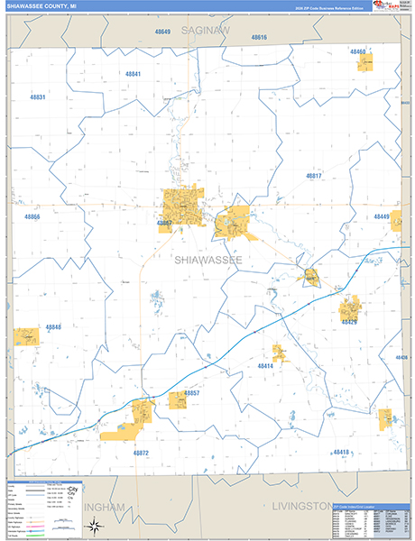 Shiawassee County, MI Zip Code Map