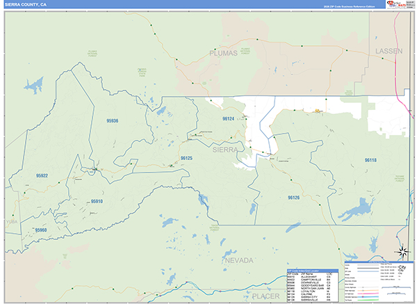 Sierra County, CA Map Basic Style