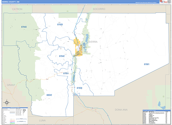Sierra County, NM Zip Code Map