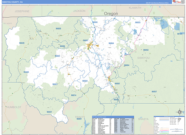 Siskiyou County, CA Map Basic Style