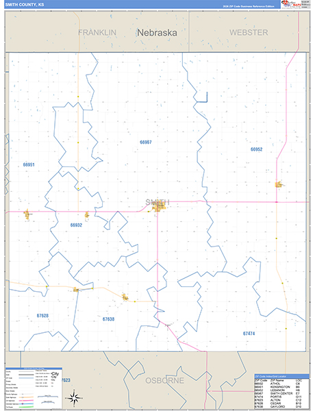 Smith County, KS Zip Code Map