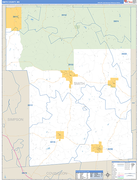 Smith County, MS Zip Code Map