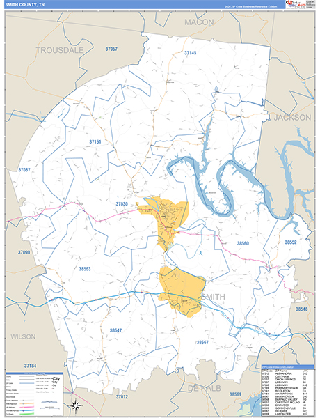 Smith County, TN Zip Code Map