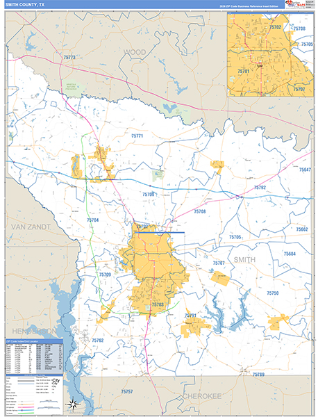 Smith County, TX Zip Code Map