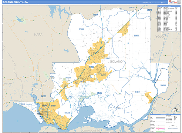 Solano County, CA Map Basic Style