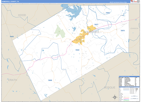 Somervell County, TX Zip Code Map
