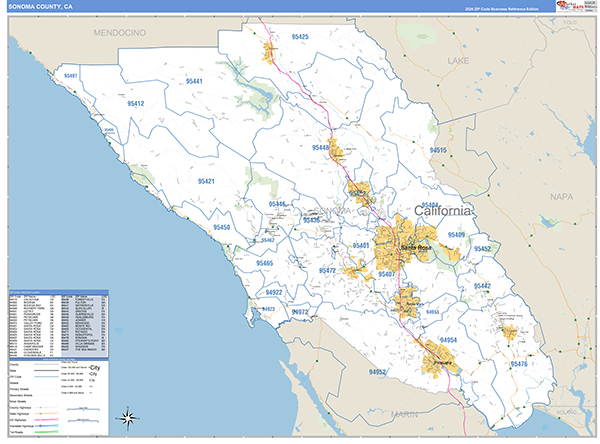 Sonoma County, CA Map Basic Style