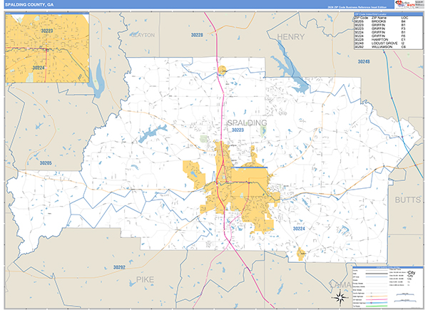 Spalding County, GA Zip Code Map