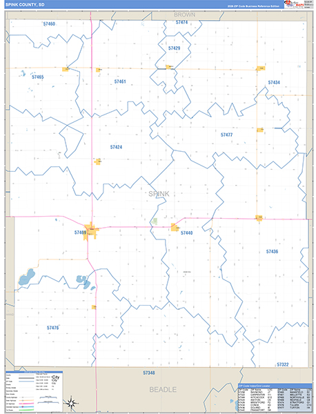 Spink County, SD Carrier Route Wall Map