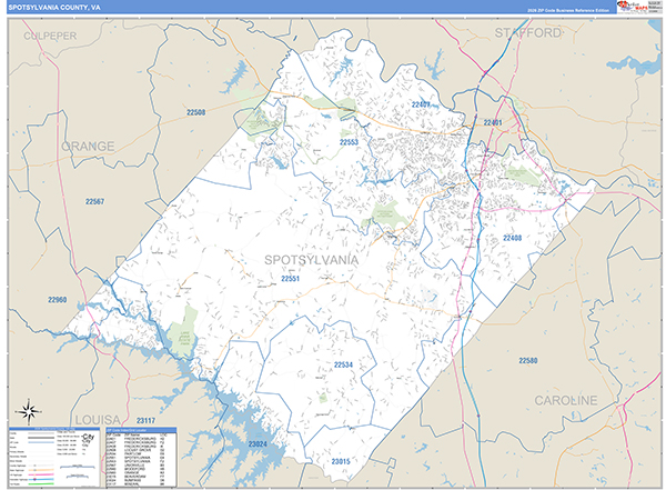 Spotsylvania County, VA Zip Code Map