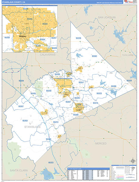 Stanislaus County, CA Map Basic Style