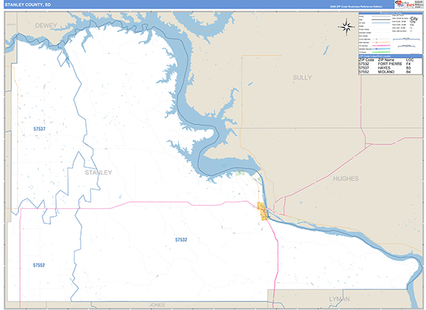 Stanley County, SD Carrier Route Wall Map