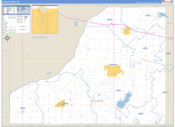Starke County, IN Zip Code Map