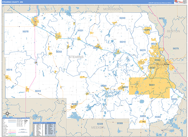 Stearns County, MN Zip Code Map