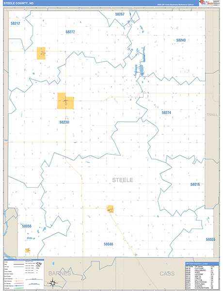 Steele County, ND Wall Map Basic Style