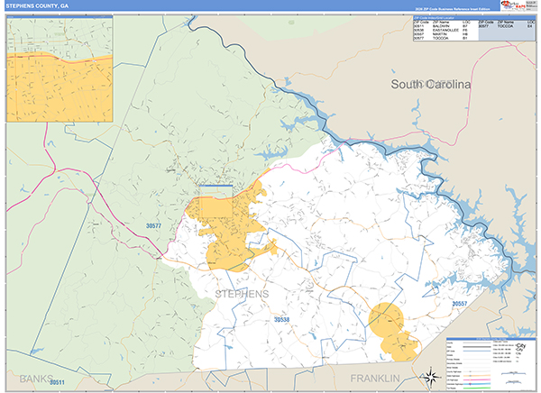 Stephens County, GA Zip Code Map