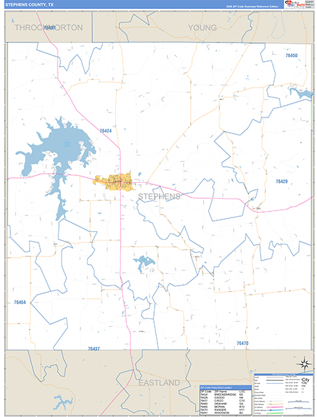 Stephens County, TX Zip Code Map