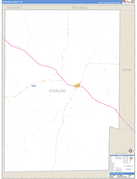Sterling County, TX Zip Code Map