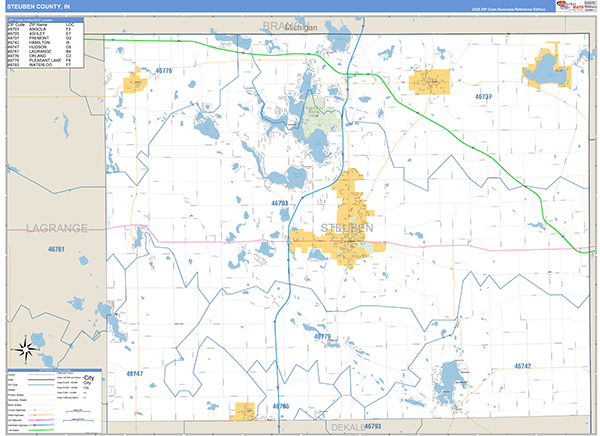 Steuben County, IN Zip Code Map