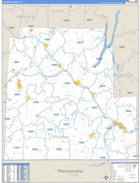 Steuben County, NY Zip Code Map